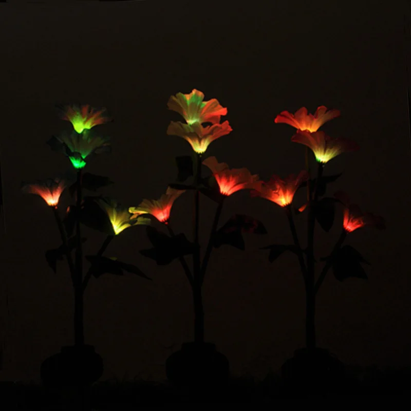 2 psc/set Colorful 4LED Solar Speaker Flower LED Solar Flower Decoration Lawn Light Artificial Lantern