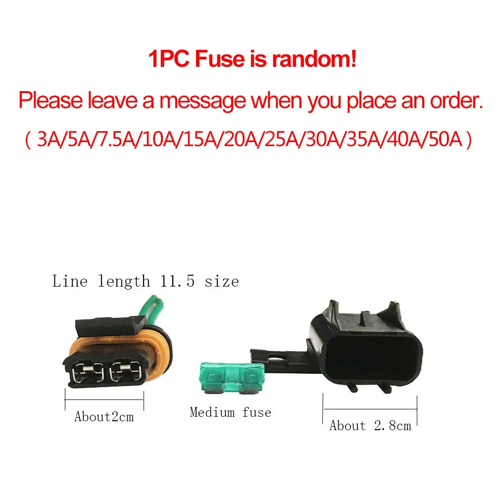 1PC Waterproof Car Modified Blade Fuse Holder with/without 14CM Wire, with 1PC STANDARD Fuse
