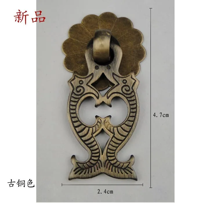 [Haotian vegetarian] Chinese Ming and Qing furniture accessories drawer handle copper live HTQ-018 Ssangyong small section