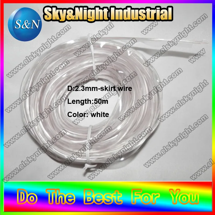 

Free shipping el neon rope 2.3mm skirt wire white color 50m per lot