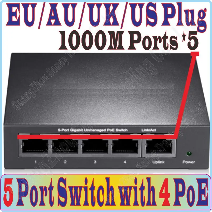 

Коммутатор 57 Вт, 5 портов, 4 PoE, 1000 Мбит/с, IEEE802.3af, PoE, подходит для всех видов камер poe или AP, оптовая продажа, сетевые коммутаторы Plug & Play