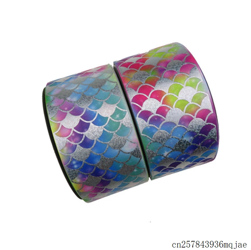 100yards Hologram Grosgrain Ribbon 7.5cm Rainbow Fish Scale DIY Handmade Grosgrain Ribbon Wedding Party Decoration