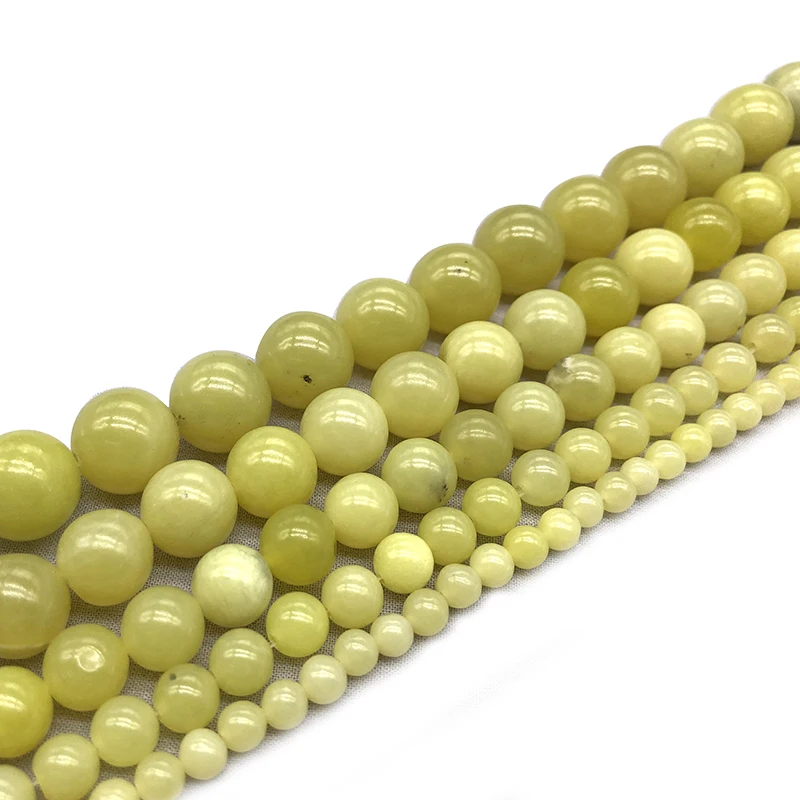 New Fashion Lemon Yellow Tourmaline Loose Spacer Round Beads For DIY Jewelry Necklaces & Bracelets Making Select Size 4/6/8/10mm