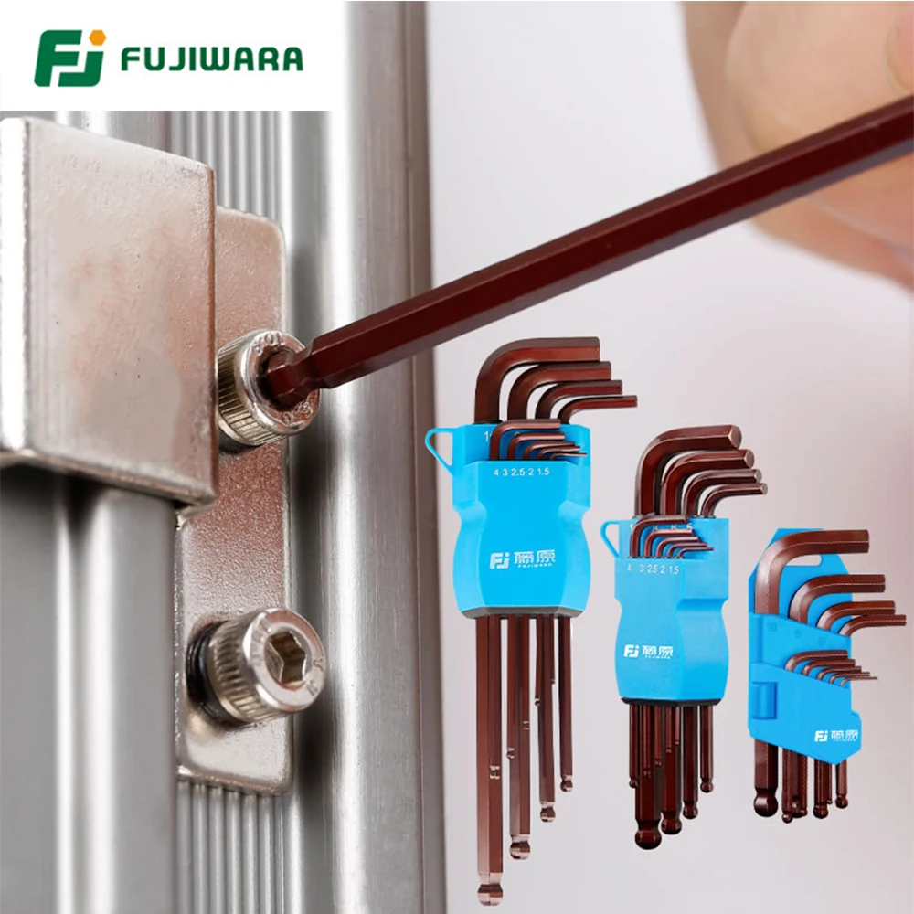 FUJIWARA 9-piece Hex Wrench Set Long Ball Head Six-way Multi-function Maintenance Removal Tool