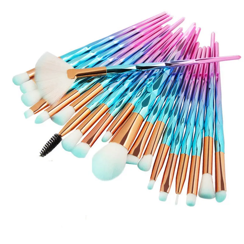 20 ピース/セットメイクブラシセット彫刻化粧ブラシアイシャドウアイライナーまつげパウダーブラシツールドロップシッピング