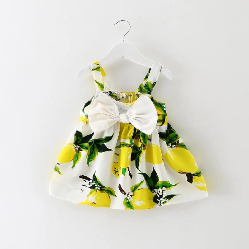 Summer Baby Girl Dress Lemon Print Newborn Infant Dresses Christening Gowns Princess Birthday Dress for Baby Girl