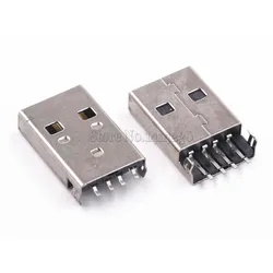 10Pcs USB 2.0 Male A Type 4Pins SMD 180 degree SMT Male USB Connectors Sink Plate Type Black