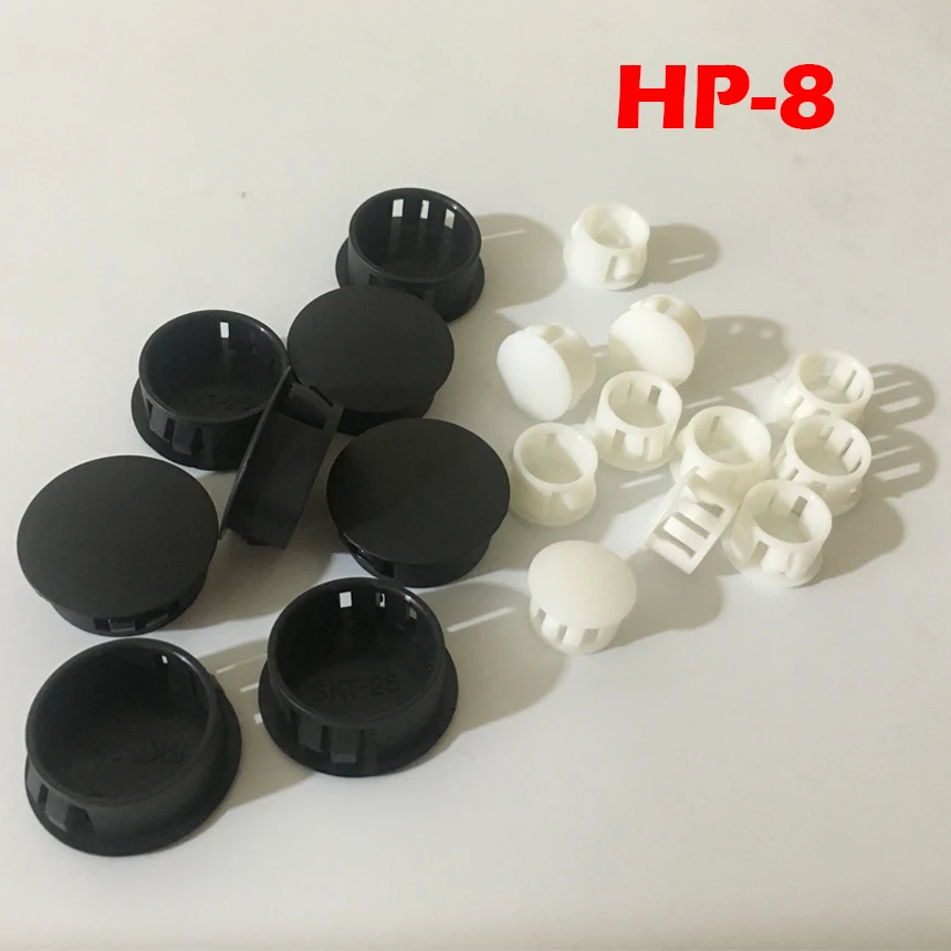 

90pcs HP-8 8MM Diameter Black White Nylon Plastic Diameter End Cap Grommet Push Locking Button Cover Panel Drill Hole Plug