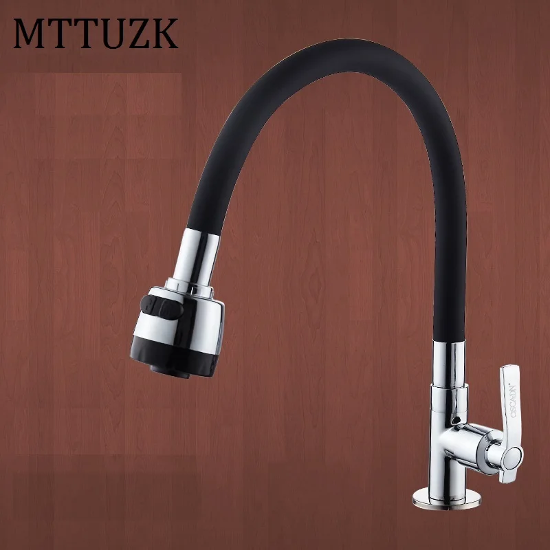 MTTUZK Solid Brass Kitchen Faucet Silica Gel Any Direction Rotating Single Cold Water Tap Multi-color Universal Torneira Cozinha