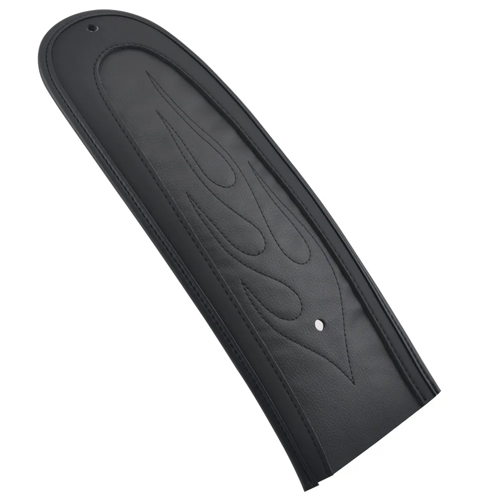 Black Rear Fender Bib Cover Pad Flame Stitch Leather For Harley Dyna Wide Glide Fat Bob 2006-2017