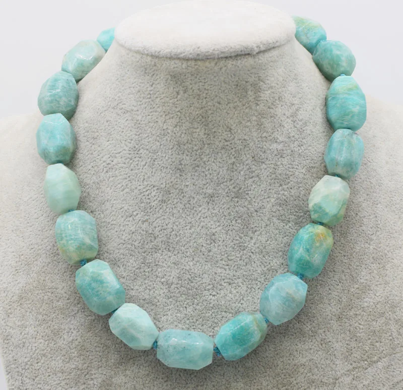 one strand  amazonite green baroque faceted   15*20mm  necklace wholesale beads 17inch gift FPPJ gemstone