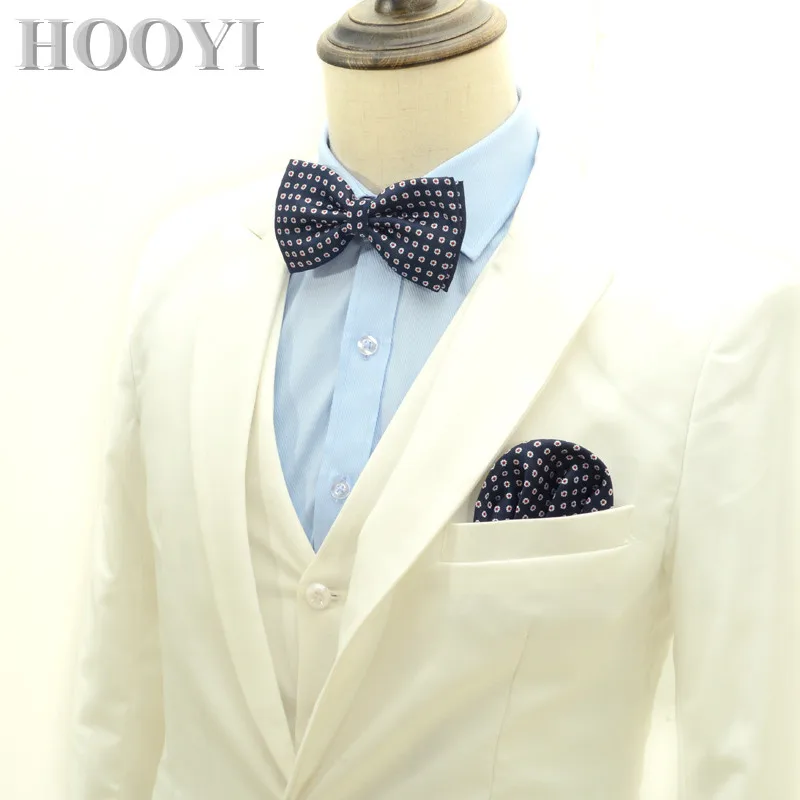 

Dot Bowtie Set Fashion Ties for Men Paper Pocket Towel Gift Butterfly Business Wedding Pretied Polyester Handkerchief