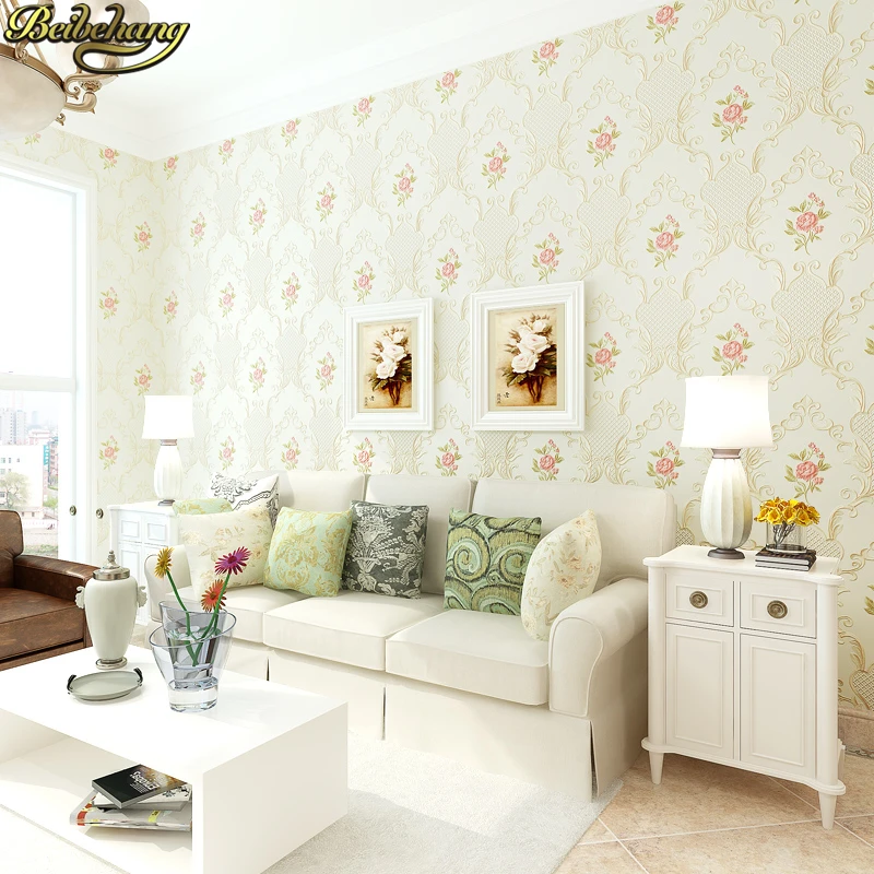 

beibehang papel de parede 3D Embossed European pastoral floral wallpapers for living room decoration 3D wallpaper for walls roll