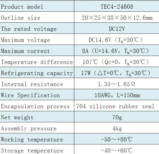 4 layer large Temperature Difference 12VDC 8A 12W TEC Semiconductor Refrigeration TEC4-24608 Thermoelectric Cooler Peltier