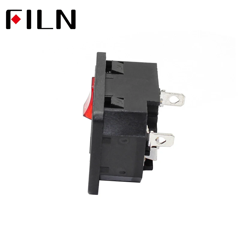 New Integral 250V 10A Red Rocker Switch Fused IEC320 C14 Inlet Power Socket Fuse Switch Connector 2pin Plug Male Connector