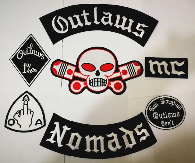 Outlaws Hells Patches Nomads Embroidered Iron on Biker Patches for 