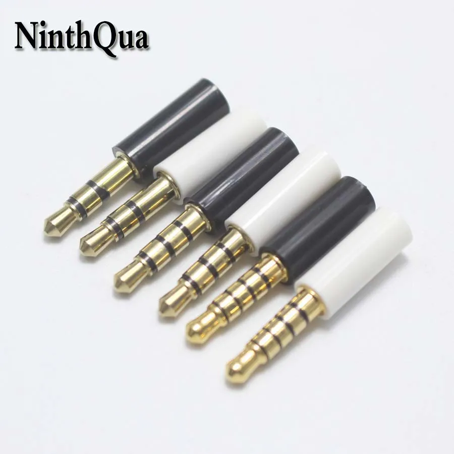 2pcs 3.5mm Stereo Headset Plug 3 4 5pole 3.5 mm Gold-plated Audio Plug Jack Adaptor Connector for Phone for OD4mm Cable