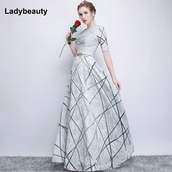 Robe De Soiree Half Sleeves white Long Evening Dresses 2020 lacing Vintage Lace Top Cheap Prom Dresses