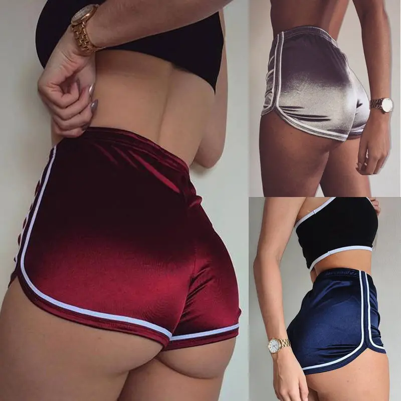 

Summer Women Casual Loose Shorts Workout Waistband Bottom Shorts Black Silver Wine Red Hot