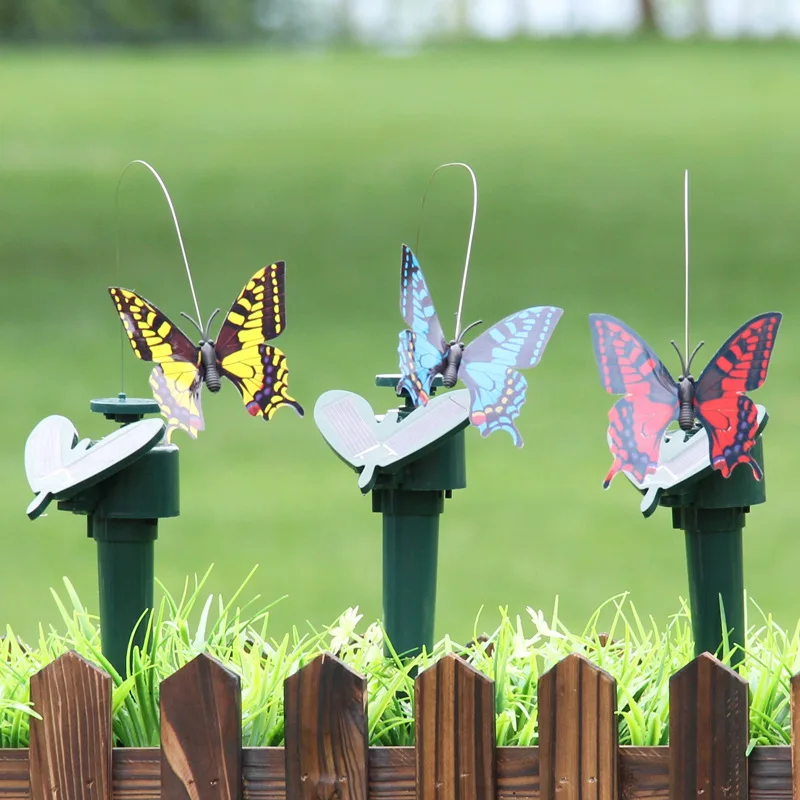 1pcs Creative Solar Auto Flying Butterfly Artificial Color Simulated Butterfly Indoor Outdoor Home Garden Decoration Ornament