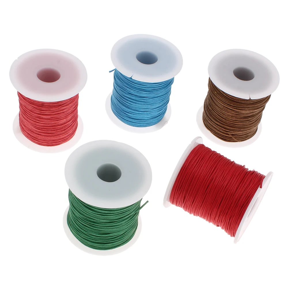 10PC 38 Color about 70m/Spool 1MM Waxed Cotton Cord Thread Cord Plastic  String Strap For DIY Rope Bead Necklace Bracelet Making