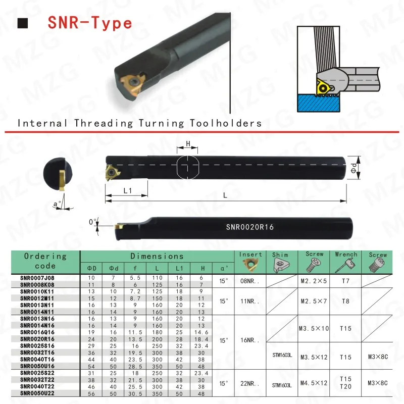 Imagem -05 - Mzg Snr0032t16 32 mm 40 mm s tipo Usinagem de Torno Cnc Ferramentas de Rosca Interna Porta-ferramentas de Rosca Rosca Suporte de Rosca Giratório