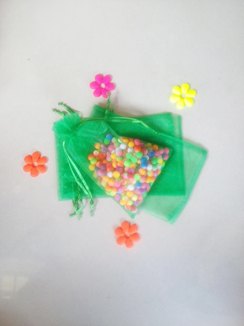 500pcs Grass green organza gift bags 7x9cm party bags for women event Drawstring bag Jewelry Display Bag Pouch diy accessories