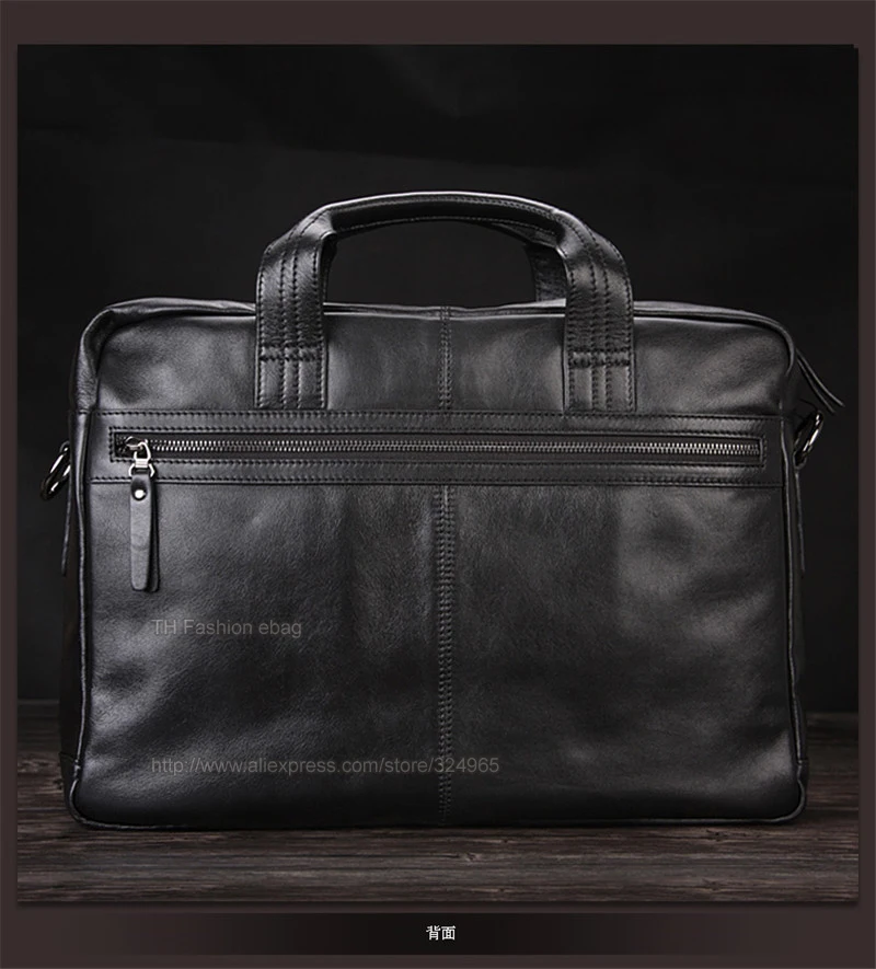 Luxury Men Genuine Leather Briefcase Business bag Leather Laptop Bag 15.6\