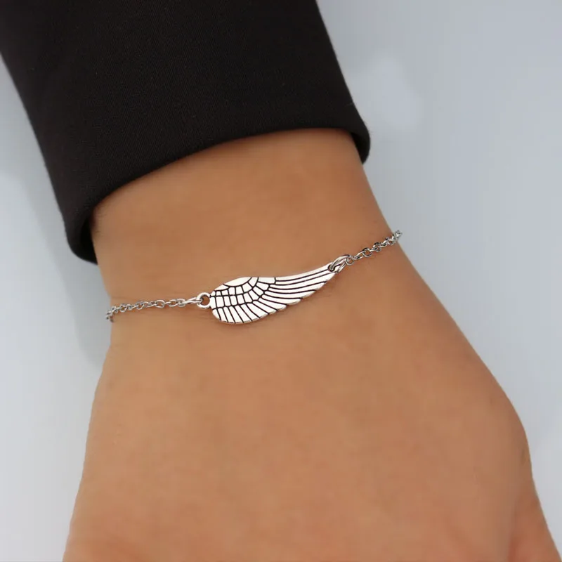 1Pcs Silver/Bronze Color Charm Angel Wings Shape Bracelets Bangle Vintage Silver Plated Bracelet Fashion Jewelry