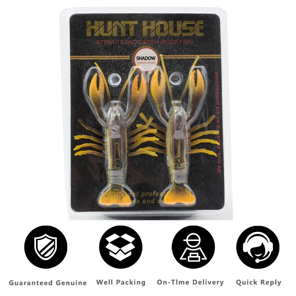 Hunthouse 2 Stuks Crazy Langoesten Zacht Aas Levensechte Signaal Rivierkreeft Jig Head Nieuwe Tpe Rubber Jointed Paddle staart Voor Zander Snoek