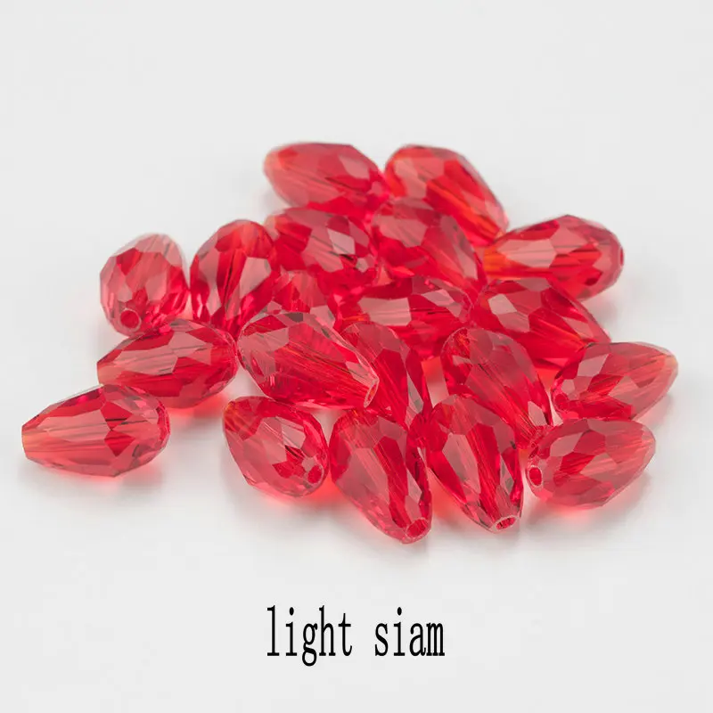 Beste Verkauf Kristall Tropfen Form Perlen Glas Perlen 6X8MM, 8X10MM Lose Spacer Runde Perlen für Schmuck Machen DIY 24 Farben
