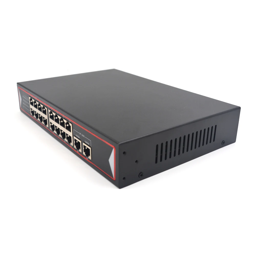 Cao Cấp POE Switch 16 Cổng 10/100M Và 2 Cổng 100/1000Mbps Gigbit Đường Lên 48V cho POE Camera IP