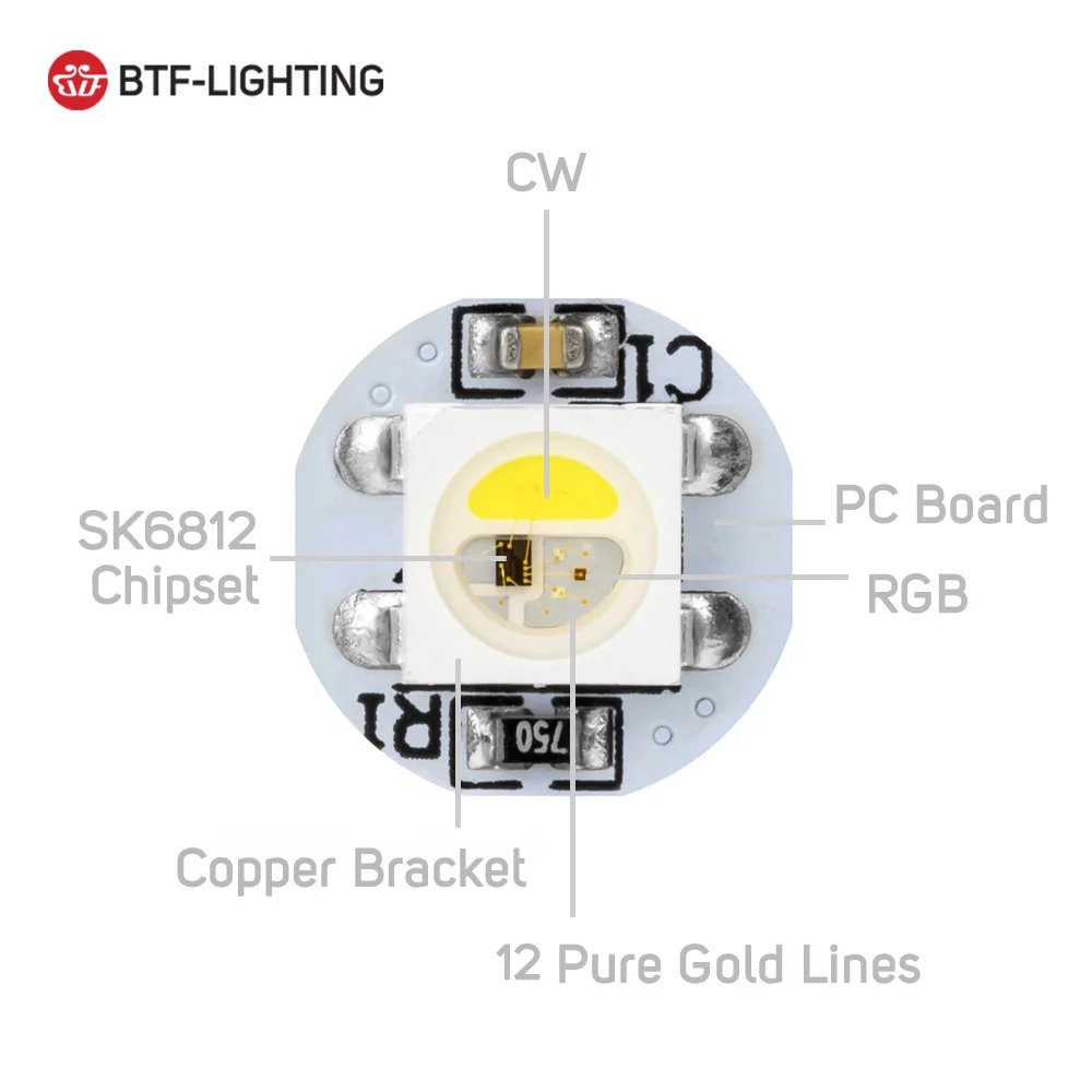 10 Pcs WS2812B LED Chip with Heatsink Board 10mm x 3mm WS2811 IC 5050 SMD RGB LED SK6812 RGBW RGBNW RGBWW Black White PCB DC5V