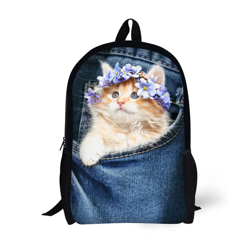 

Cat backpack 17 Inch Fashions Big space 3D Animal School backpack Portable school bag for Teenagers Boys Girls