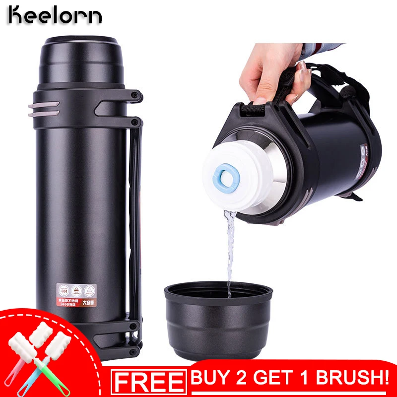 

Keelorn 1600ml Travel Thermosflask Thermos Water Coffee Bottle Stainless Steel Coffee Cup Mug Heat Cold Preservation