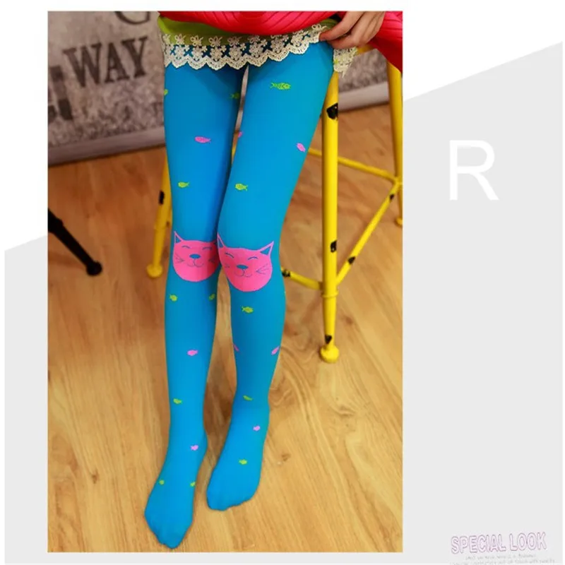 Kids Girls Tights For Girls Velvet Candy Colors Cute Cat Fish Tights for Baby Children's Pantyhose Stocking Summer Spring New