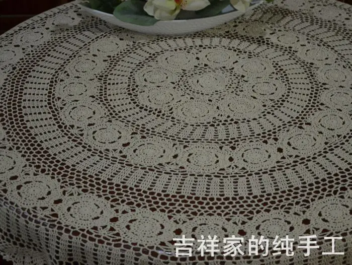 Free shipping 2015 new arrival fashion cotton crochet lace tablecloth with flower for home decor round table cover for wedding