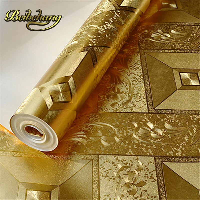 beibehang European KTV gold silver square papel de parede rolls TV background of wall paper 3d modern wallpaper for walls 3 d