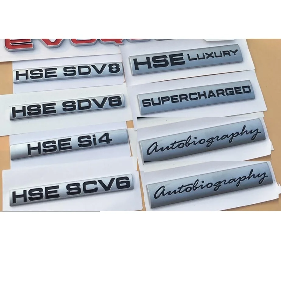 Trunk Letters HSE SDV8 SDV6 Si4 SCV6 LUXURY SUPERCHARGED Autobiography Emblems Badges for  Discovery Range Rover