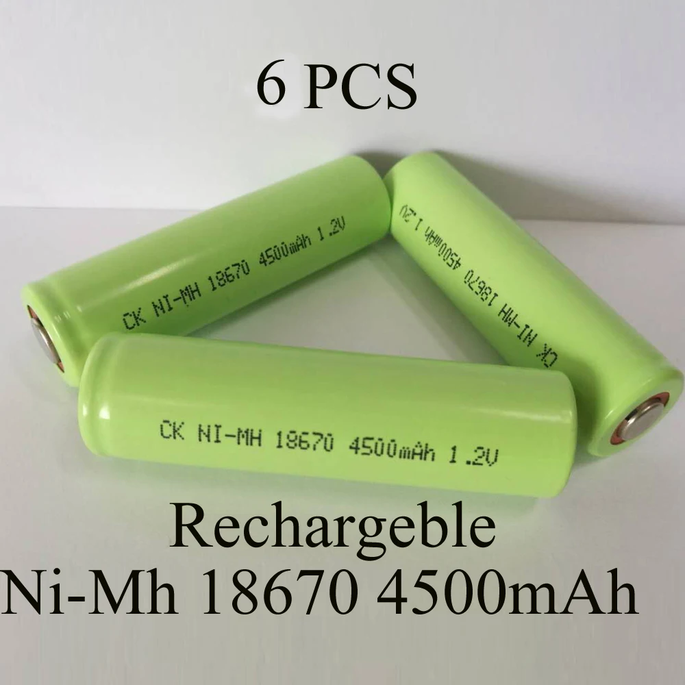 SORAVESS 6PCS 1.2V Ni-Mh 4/3A 18670 Rechargeable Battery Ni Mh 4500mAh Batteries Nickel Metal Hydride Battery Medical Equipment