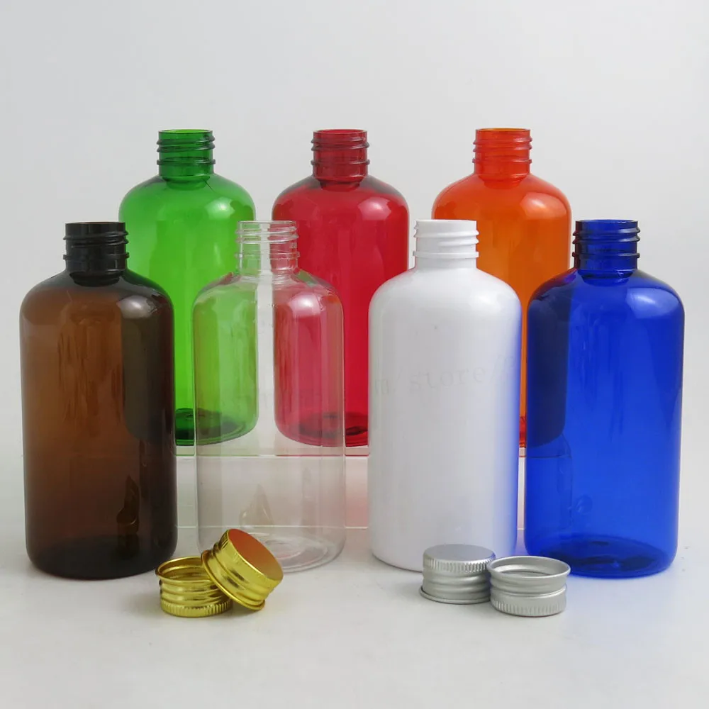 24 x 220ml Amber White Blue Green Red Orange Clear Large Lotions Cream Plastic Cosmetic Bottle with Aluminum lid Hole Seal