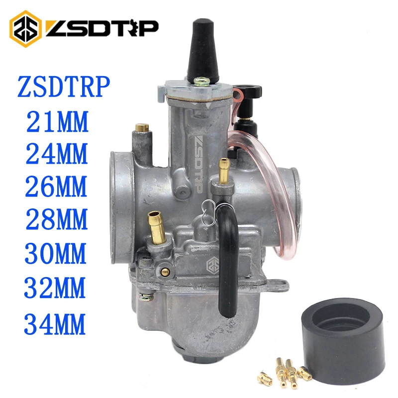 ZSDTRP Universal Motorcycle 2T/4T ZSDTRP PWK Carburetor 24 26 28 30 32 34 mm With Power Jet Fit Race Scooter ATV UTV