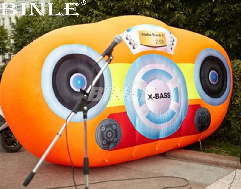 Customized attractive promotional giant inflatable radio big inflatable audio replica with printings for advertising