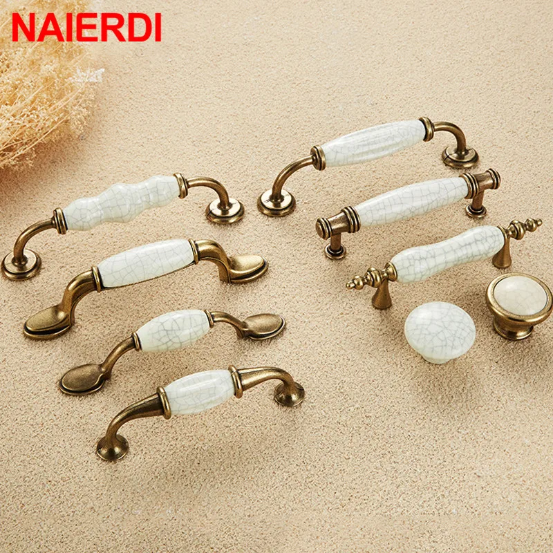 NAIERDI Bronze Creamic Cabinet Handles Knobs Drawer Pulls Kitchen Door Handles Furniture Handle Cabinet Door Furniture Hardware