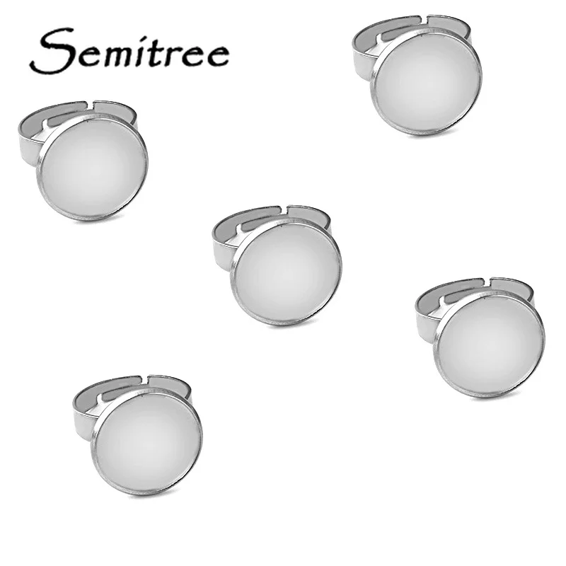 Semitree 10 stuks 10/12/14/16/18/20mm Rvs Glas Cabochon Cameo blank Tray voor DIY Ringen Instelling Sieraden Maken Levert