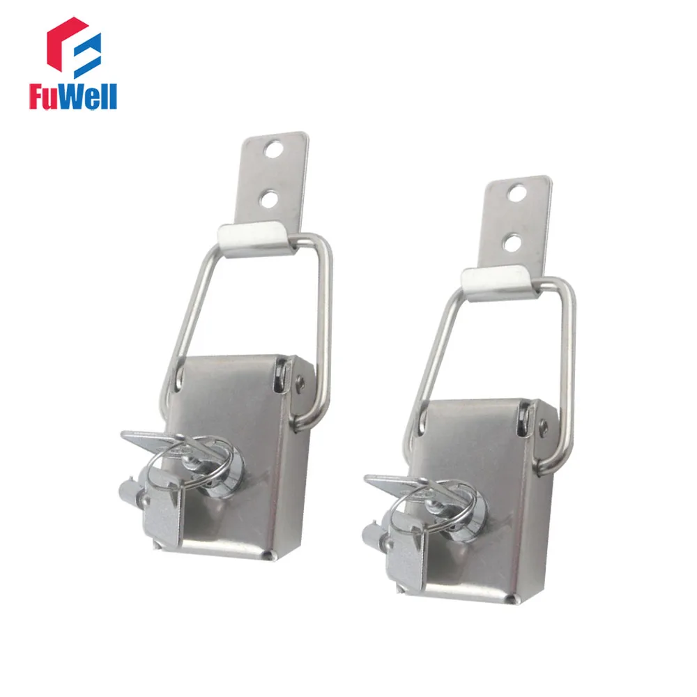 2pcs R601 201Stainless Steel Toggle Latch Hasps with Keys Spring Loaded Cabinet Box Buckle