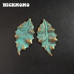 5pcs/bag 48*26MM New Retro Patina Plated Zinc Alloy Green Leaf Charms Pendants For DIY Accessories