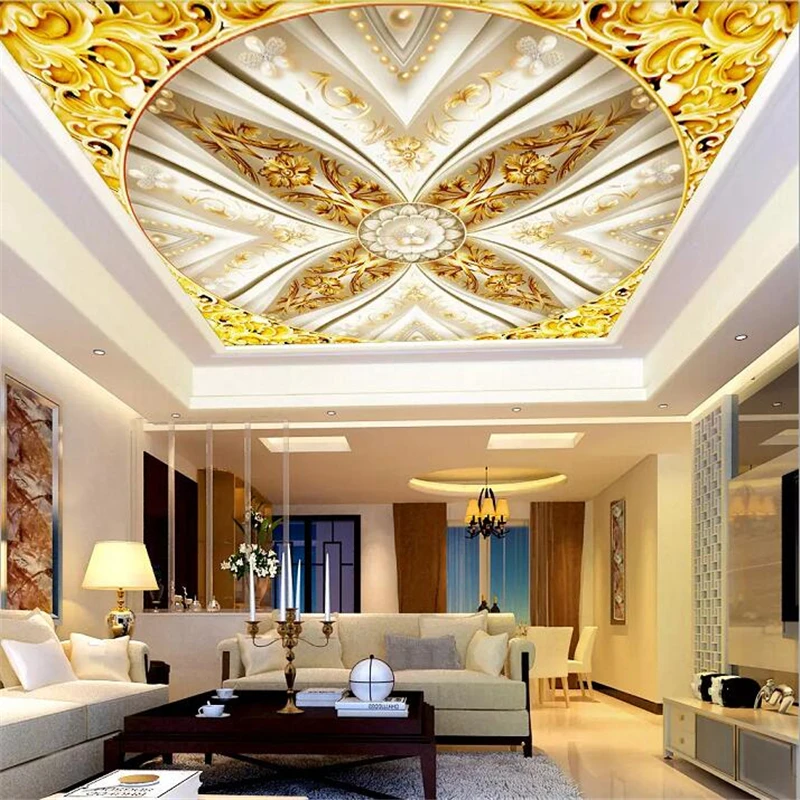 wellyu Custom large wallpaper 3d mural papel de parede обои golden hall classical luxury embossed zenith mural ceiling wallpaper