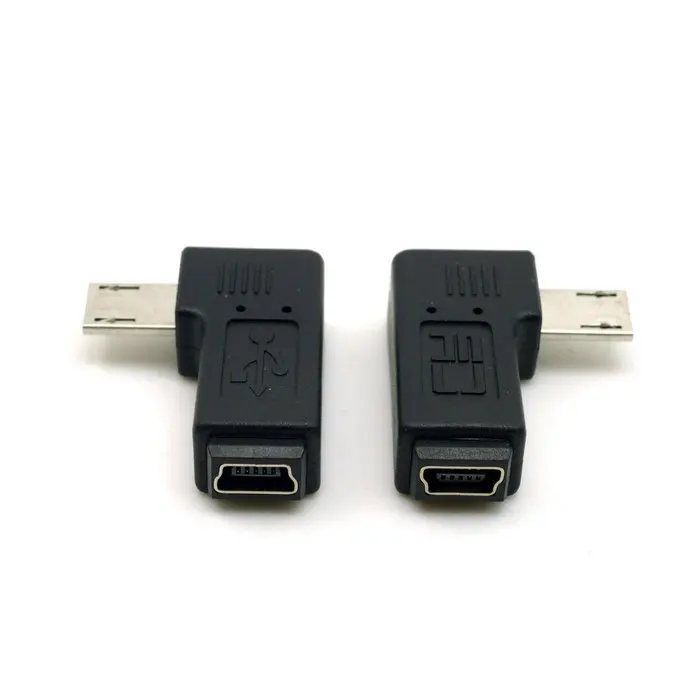9ミリメートル長いコネクタ90度左&右角度付きmicro usb 5ピンオスミニusbメス延長アダプタコネクタ