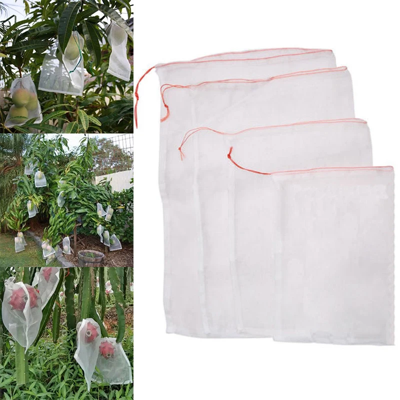 

50Pcs/lots Garden Plants Fruit Protection Bag Anti Bird Drawstring Net Bag New 25-45cm